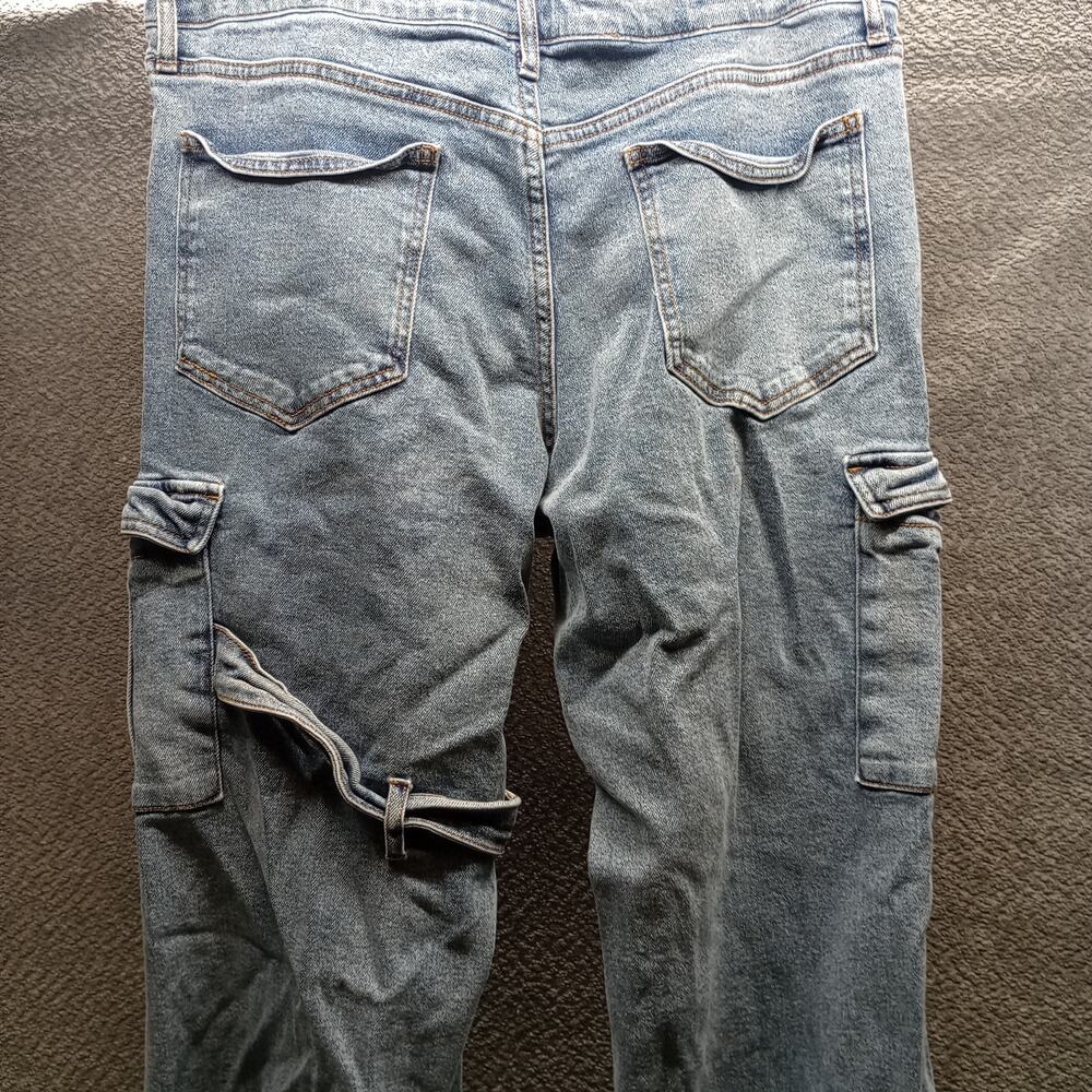 Hot Topic Men Wide Strap Leg Cotton Cargo Jeans 34x32 - Picture 9 of 12
